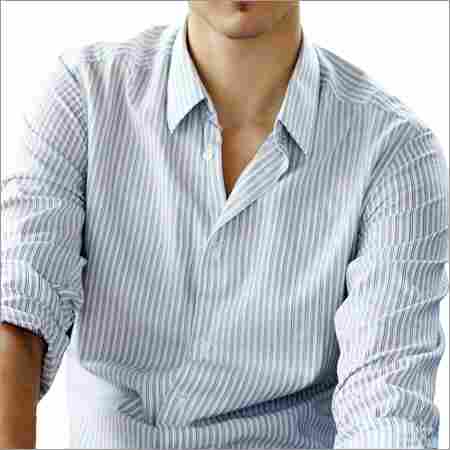 Mix White Grey Strips Shirting Fabric
