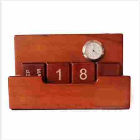 Wooden Clock Pen Stand