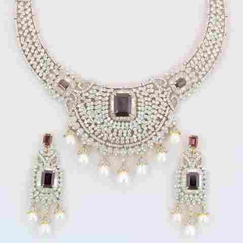 Women American Diamond Necklace Set