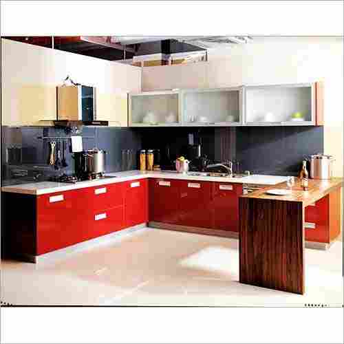 Red Theme Modular Kitchen Interior Designing