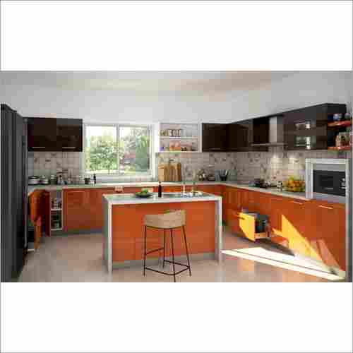 Clockwork Orange U-shape Modular Kitchen