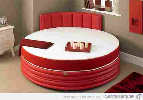 Fancy Red Leather Round Bed