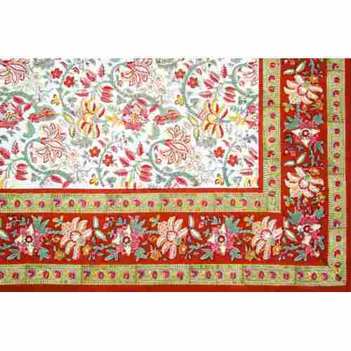 Floral Hand Block Printed Bed Cover