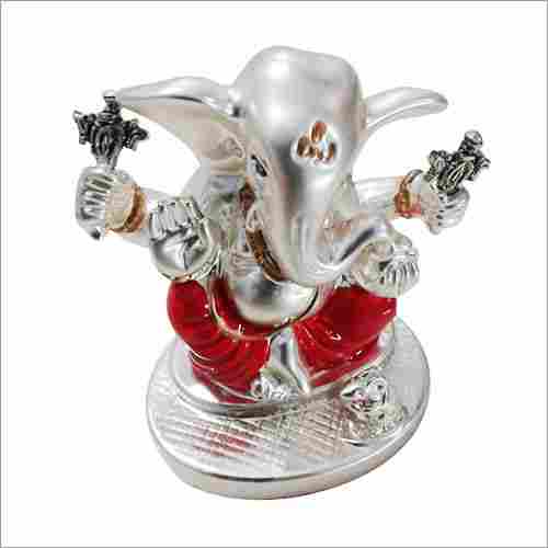 Silver Coated Metal Lord Ganesha Statue