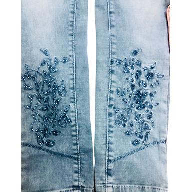 Ladies Printed Denim Jeans