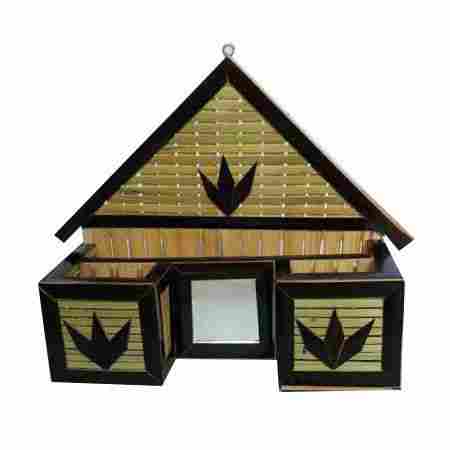 Dual Compartment Bamboo Letter Box