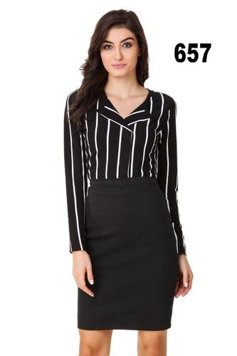 Black And White Striped Formal Women Shirt Age Group: 14-30