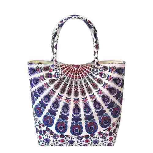 Floral Printed Multi Color Mandala Women Cotton Handbag