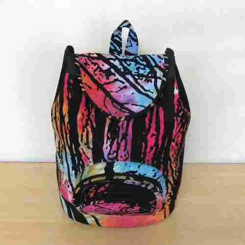 Multi Color Forest Tree Printed Cotton Backpack
