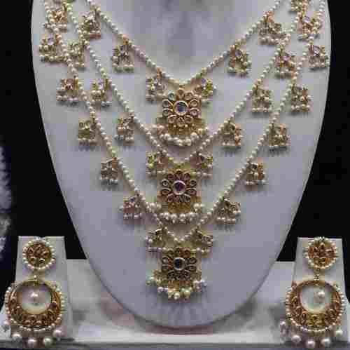 Pearl Necklace Set With Kundan Work