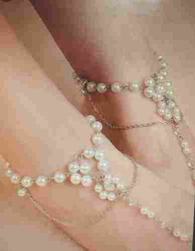 Artificial Pearl Chain Beaded Anklet