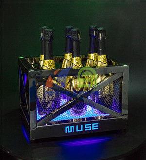 Square Metal Frame Led Ice Bucket With Laser Lighting