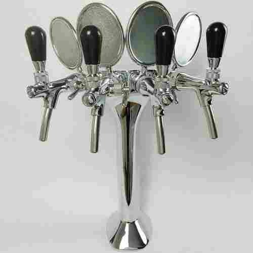 4 Way Chrome Plated Brass Cobra Beer Tower for Bar Equipment