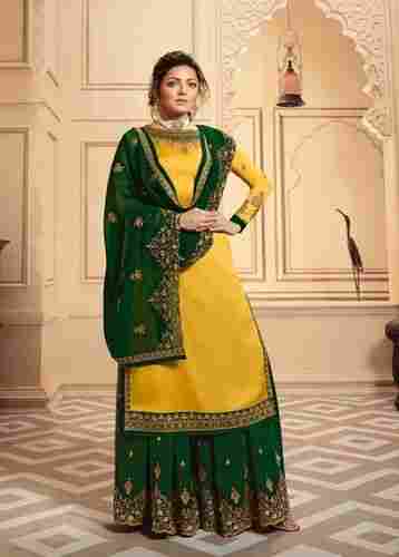 LT Fabrics Nitya 142 Georgette Satin With Embroidery And Work Sharara Suit