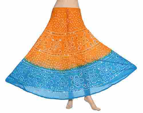 Printed Bandhej Silk Skirt