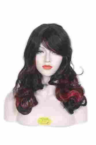 100% Natural Black Burgundy Long Soft and Curly Hair Synthetic Wigs