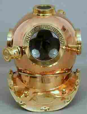 US Navy Mark V Copper Brass Diving Divers Anchor Engineering Helmet