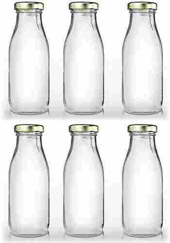 Glass Milk Bottle with Metal Lid