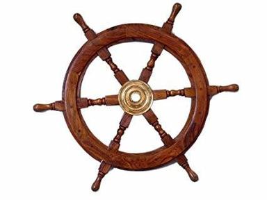Natural Brown Antique Wooden Ship Wheel