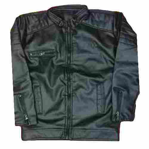 Black Full Sleeve Mens Rexine Jacket