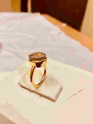 925 Sterling Silver Gold Rhodium Platted Ring With Natural Quartz