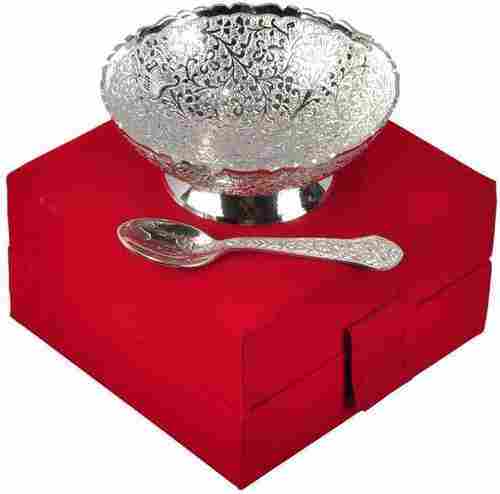 Silver Coated Single Bowl And Spoon