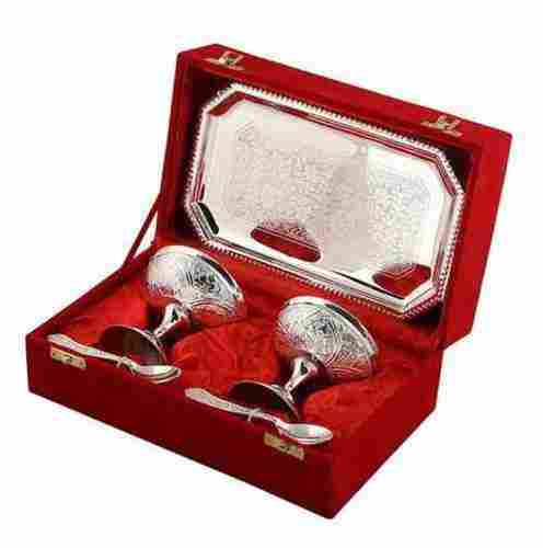 Silver Coated Stylish Glass And Bowl Set