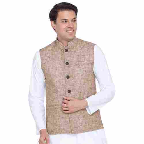 Khadi Look Cotton Khadi Mix Nehru, Modi Jacket