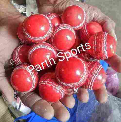 Red Color Leather Ball Keyring