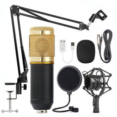 Black Bm-800 Condenser Microphone With Pop Filter Windscreen