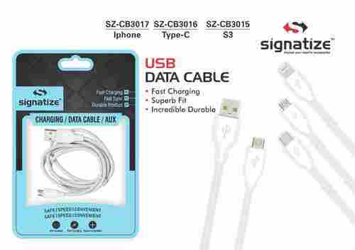 Signatize Fast Charging USB Data Cable White - 1 Meter for all USB Compatible Smartphones CB3015 