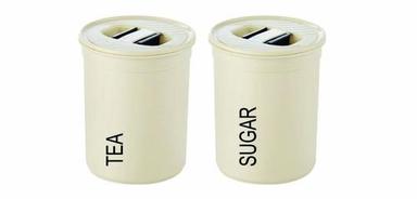 Asian Airtight Tea And Sugar Containers And Jars Set Of 2 Pcs, 850 Ml (Beige) Height: 10.5  Centimeter (Cm)