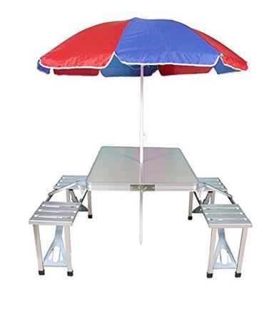 Silver Picnic Table With Umbrella