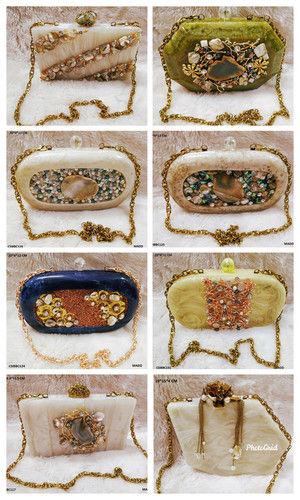 Beautiful & Elegant Resin Clutches With Stone Work Gender: Women