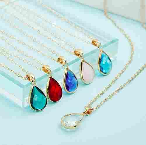 Birthstone Necklace Natural Gemstone Rose Gold 925 Silver Jewelry