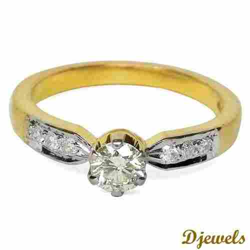 0.13 Carat Real Diamond And 0.38 Carat Solitaire Studded Womans Ring By Djewels