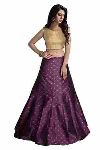 Semi-Stitched Purple Elegant Ladies Lehenga
