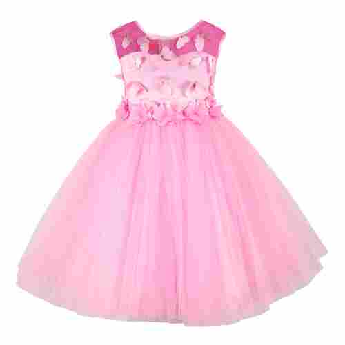 Toy Balloon Kids Flower Applique Baby Pink Girls Birthday Party Dress