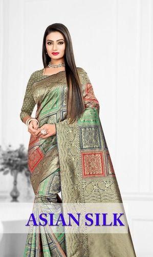 Multi Color Ami Varsha Fashion Women Digital Printed Saree With Blouse Piece
