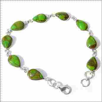 Green Turquoise Sterling Silver Bracelet