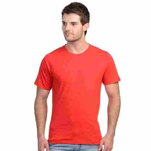 Mens Round Neck Plain Red T Shirt