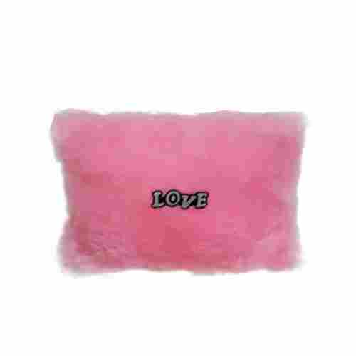 Pink Rectangular Fur Cushion