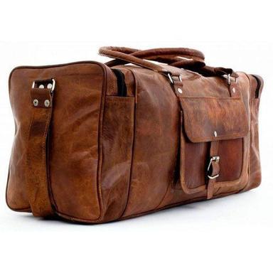 Leather Plain Brown Luggage Bag Gender: Men