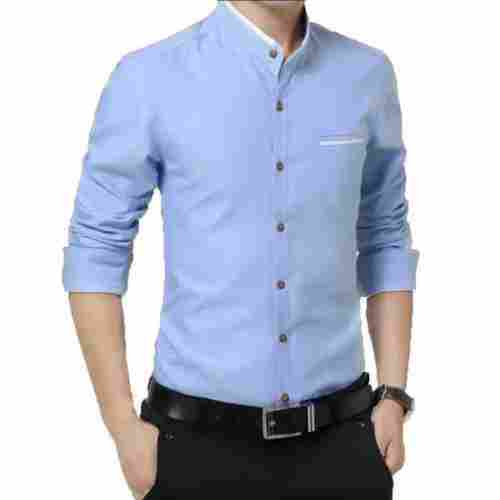 Mens Cotton Chinese Collar Formal Shirt 