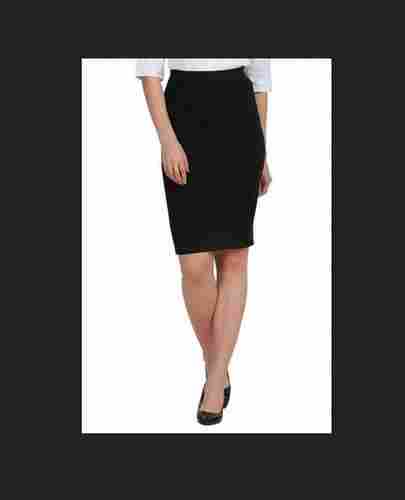 Ladies Black Solid Formal Skirt