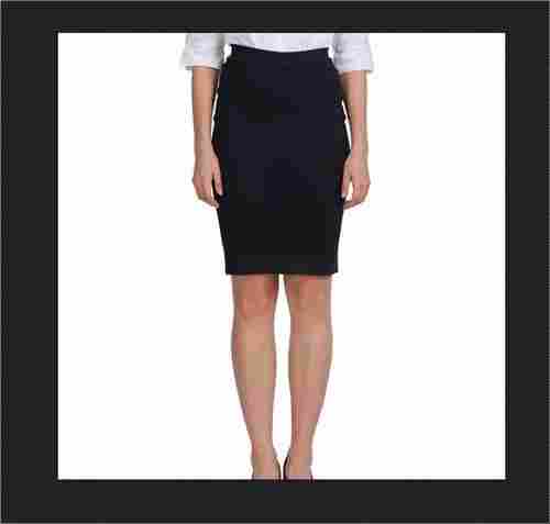 Ladies Navy Blue Solid Formal Skirt