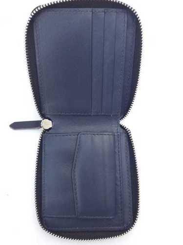Blue Zip Up Coin Leather Wallet