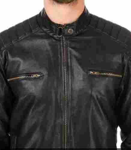 Mens Full Sleeve Solid Leather Jacket