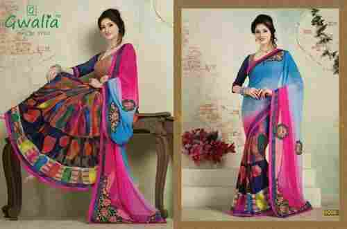 6.3m Silk Party Wear Designer Cut Paste Half Saree with Blouse Piece