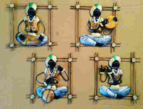 Wrought Iron Wall Decor Hanging Set Of 4 Rajasthani Musician